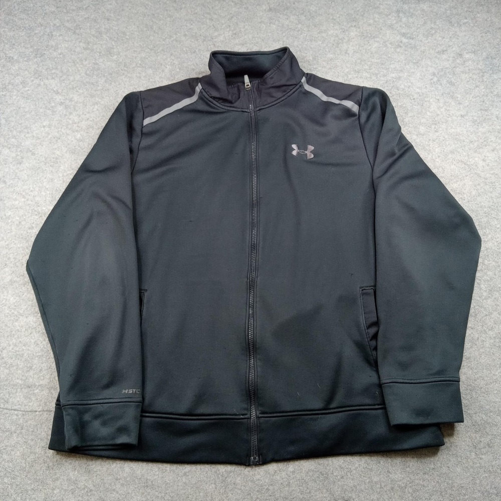 Under Armour‎ Jacket Mens XL Black ColdGear Full Zip Track Fleece Lined Athletic